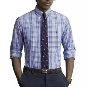 Polo Ralph Lauren Men’s Blue Performance Button Up Plaid Shirt Size XXL